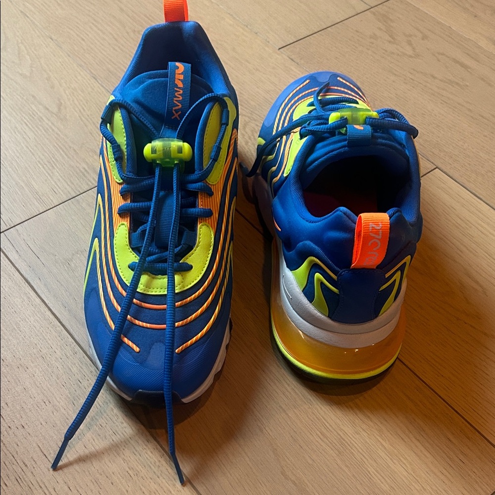 Nike Air React 270 Sneakers in Blue and Neon Yellow